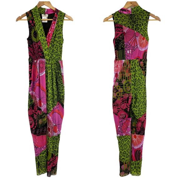 Fuzzi Jean Paul Gaultier NWT Sleeveless Mesh Abstract Jumpsuit Strawberry Small - Picture 2 of 10